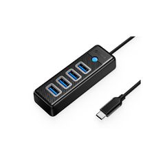 ORICO USB hub PW4U-C3, 4x θυρών, USB 3.0, 5Gbps, USB-C σύνδεση, μαύρο