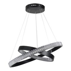 Κρεμαστό φωτιστικό οροφής LED kelvo® DIAMOND 75W 7500lm 360° AC 220-240V IP20 ρυθμιζόμενο λευκό CCT με χειριστήριο από 2700K έως 6000K ντιμαριζόμενο μαύρο ματ 60x60x40cm