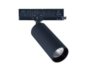 LED σποτ τριφασικής ράγας 4 γραμμών COB 10W ντιμαριζόμενο 230V θερμό φως 3000K 36° Φ54x153mm μαύρο