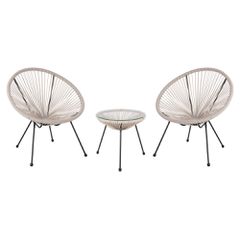 ΣΕΤ ΕΞΩΤΕΡΙΚΟΥ ΧΩΡΟΥ 3ΤΜΧ ACAPULCO HM11861.03 P.E.RATTAN ΕΚΡΟΥ-ΜΕΤΑΛΛΟ ΣΕ ΜΑΥΡΟ