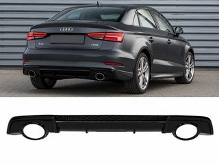 Audi A3 8V SEDAN Facelift (2017-2020) ΓΙΑ ΑΠΛΟ | RS Look Diffuser Gloss Black με αποληξεις