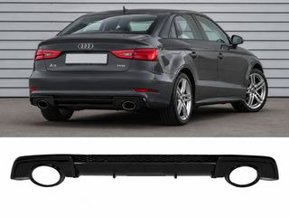 Audi A3 8V SEDAN (2012-2015) ΓΙΑ ΑΠΛΟ | RS Look Diffuser Gloss Black με αποληξεις