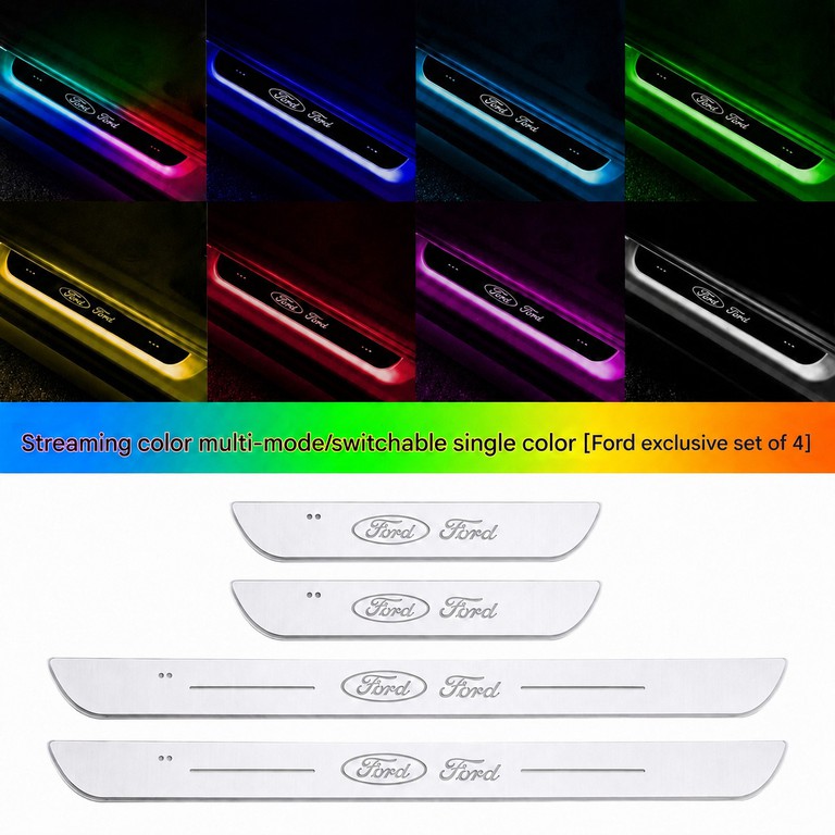 Ford Logo Φωτιζόμενα Μαρσπιέ Πόρτας (4τμχ) Dynamic Ambient Light 11 εφέ Φωτισμού ασύρματη εγκατάσταση
