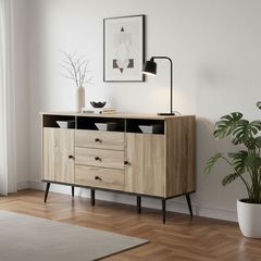 Μπουφές Zezan pakoworld σε sonoma-ανθρακί απόχρωση 140.5x41.5x80εκ