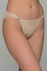 Σατέν Brazilian Slip με Δαντέλα – Μπεζ