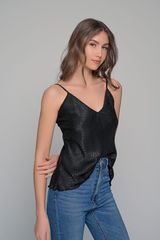 Σατέν Lingerie Top Τιραντάκι Μαύρο