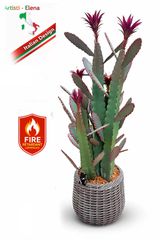 Τεχνητός κάκτος παγώνι Epiphyllum 140cm σε μοντέρνα γλάστρα EVA-thumb-1