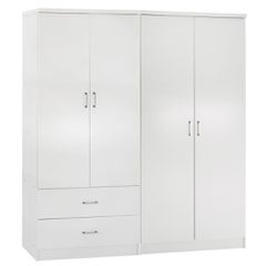 ΝΤΟΥΛΑΠΑ 4-ΦΥΛΛΗ ΜΕ 2 ΣΥΡΤΑΡΙΑ JENNA HM11351.05 ΜΕΛΑΜΙΝΗ ΣΕ ΛΕΥΚΟ 160x43x181Υ