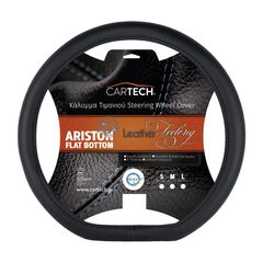 Κάλυμμα τιμονιού Cartech ARISTON Leather Feeling μαύρο Flat Bottom Medium 38cm με έγκριση EU Reach