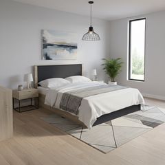 Κρεβάτι Athos pakoworld σε sonoma-ανθρακί απόχρωση 160x200εκ