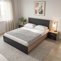 Σετ Κρεβατοκάμαρας Athos Sonoma Ανθρακί με Κρεβάτι 160x200εκ Σετ 3τεμ