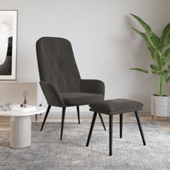 Πολυθρόνα Relax με Υποπόδιο Σκούρο Γκρι Βελούδινη 3097620