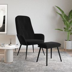 Πολυθρόνα Relax με Υποπόδιο Μαύρη Βελούδινη 3097625