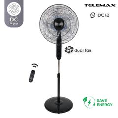 Telemax DC12 Ανεμιστήρας Επιδαπέδιος 40cm - 30W DC Μοτέρ & Διπλή Φτερωτή Μαύρος ( FS40-DC12 )