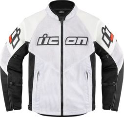 Μπουφάν Δερμάτινο Καλοκαιρινό Διάτρητο ICON Mesh AF™ Leather Jacket Άσπρο-Μαύρο