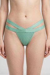 G-string Γυαλιστερή Λύκρα με Φαρδιά Λάστιχα - Aqua