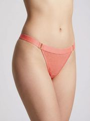 G-string Γυαλιστερή Λύκρα με Φαρδύ Λάστιχο - Κοραλί