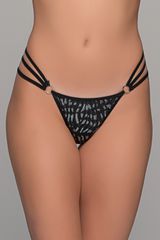 G-string Τριπλά Λάστιχα Μαύρο-Ασημί