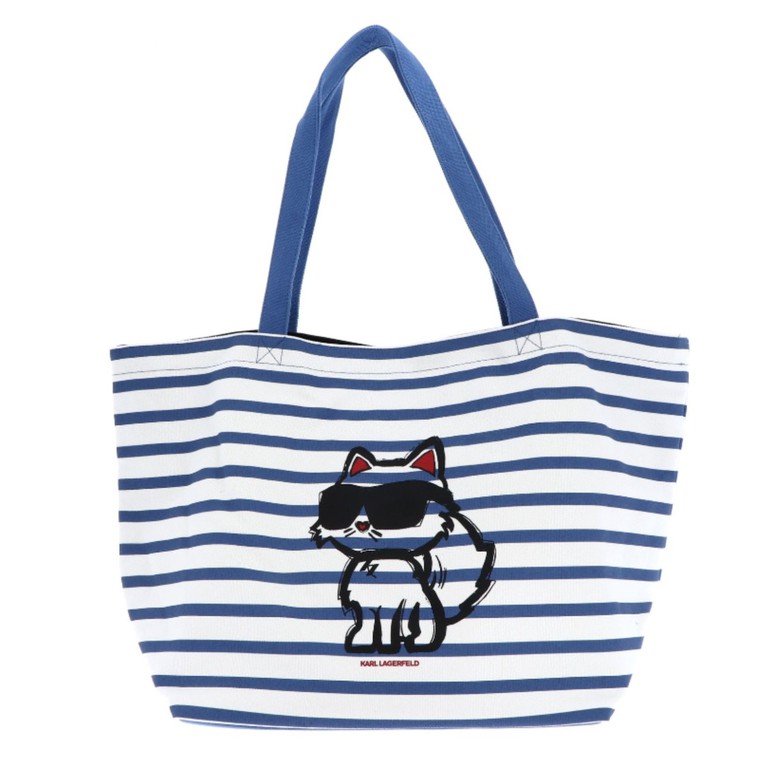 KARL LAGERFELD Ikon Print Stripe Shopper White And Blue Stripes A2W50025