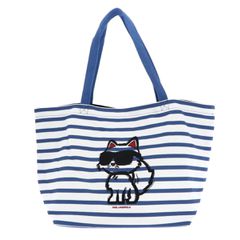 KARL LAGERFELD Ikon Print Stripe Shopper White And Blue Stripes A2W50025