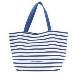 KARL LAGERFELD Ikon Print Stripe Shopper White And Blue Stripes A2W50025-thumb-1