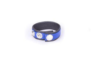 Rainbow Leather Cock Or Ball Strap - Black & Blue