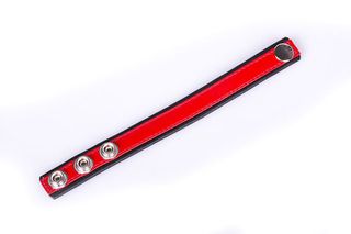 Rainbow Leather Cock Or Ball Strap - Black & Red