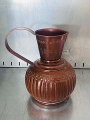 Vintage Χάλκινη Κανάτα Διακόσμησης με Ανάγλυφα Σκαλίσματα (Ύψος 34cm)