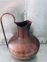 Αντίκα Χάλκινο Παραδοσιακό Ιμπρίκι / Κανάτα με Ορειχάλκινη Ζώνη (Ύψος 34cm)