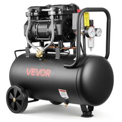 Αεροσυμπιεστής VEVOR 30L, Δεξαμενή Αεροσυμπιεστή Χωρίς Λάδι 1,5KW, 126 L/min στα 6,2 Bar, Μέγιστη Πίεση 8 Bar, Φορητός σε Ρόδες για Επισκευή Αυτοκινήτων, Φούσκωμα Ελαστικών, Βαφή με Ψεκασμό, Καρφώματα