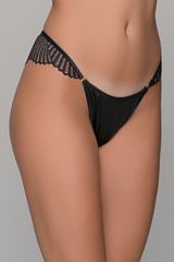 Σατέν Brazilian Slip με Δαντέλα – Μαύρο