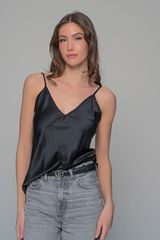 Σατέν Lingerie Top Μαύρο
