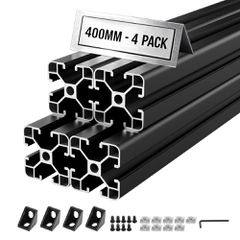 Προφίλ εξώθησης αλουμινίου VEVOR 4PCS 4040, 15,75 ίντσες 400 mm, ανοδιωμένη γραμμική ράγα ευρωπαϊκού προτύπου με υποδοχή T, ράγα αλουμινίου υψηλής αντοχής από εξώθηση, για εξαρτήματα τρισδιάστατων εκτ