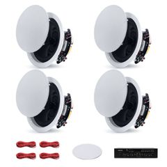 Ηχεία οροφής Bluetooth VEVOR, 165,1 mm, Σύστημα ηχείων οροφής και τοίχου με ενισχυτή, 2 δρόμων, για τοποθέτηση σε υγρό περιβάλλον, οικιακό κινηματογράφο, καλυμμένη εξωτερική βεράντα και εντοιχιζόμενη