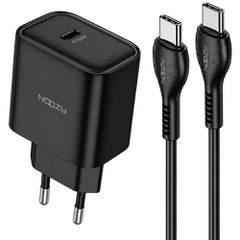 Φορτιστής Ταξιδίου Noozy Core C21 PD25W με Καλώδιο USB-C σε USB-C 1m Μαύρο