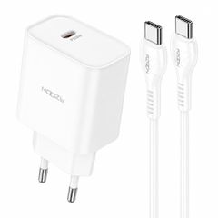 Φορτιστής Ταξιδίου Noozy Core C21 PD25W με Καλώδιο USB-C σε USB-C 1m Λευκό