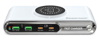 POWERTECH σταθμός φόρτισης PT-1624, 2x USB/2x USB-C/wireless, 72W, λευκός