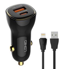 LDNIO φορτιστής αυτοκινήτου C103 με καλώδιο Lightning, USB/USB-C, 60W, μαύρος
