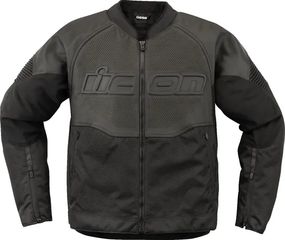 Μπουφάν Δερμάτινο Καλοκαιρινό ICON Overlord3™ Leather Jacket Μαύρο
