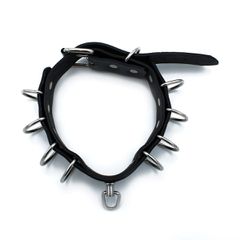 Black Leather Collar Multi-D-Rings-thumb-3