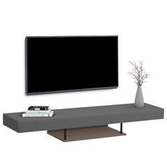 ΕΠΙΠΛΟ ΤΗΛΕΟΡΑΣΗΣ ΤΟΙΧΟΥ ME LED SAVOR HM18381.05 ΜΕΛΑΜΙΝΗ ΣΕ ΓΚΡΙ 150x29,5x22Υεκ