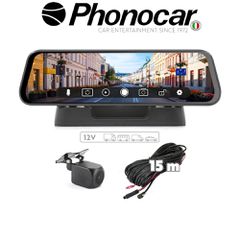 PHONOCAR DVR VM 494 DVR Καθρέπτης 9.7”, Αντιανακλαστικο Μπλε Γυαλι, Ενσωματωμενη Εμπρος Καμερα, Και Επιπλεον Πισω
