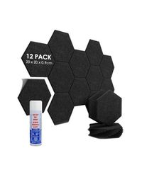 Audiodesigner PET Hexagon Black 12 Ηχοαπορροφητικά Πάνελ 20 cm / 2 τ.μ. + ΔΩΡΟ Βενζινόκολλα (Σετ)