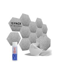 Audiodesigner PET Hexagon Grey 12 Ηχοαπορροφητικά Πάνελ 20 cm / 2 τ.μ. + ΔΩΡΟ Βενζινόκολλα (Σετ)