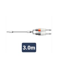 S3J-26J300 Καλώδιo Ήχου 3.5mm Stereo Jack Plug - 2 x 6.3mm Mono Jack Plugs 3m (Τεμάχιο)