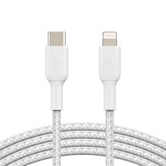 BELKIN CAA004bt1MWH Lightning to USB-C Cable_Braided, 1M, White
