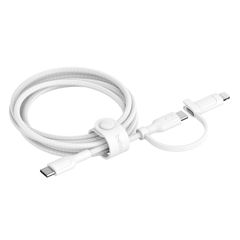 BELKIN CAC003hq1.5MWH 2IN-1 USB-C & LTG BRAIDED CABLE, PCR, 1.5M, WHT