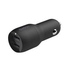 BELKIN CCD001BT1MBK Dual USB-A Car Charger w/ 1M PVC A-LTG, 24W, BLK