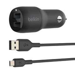BELKIN CCE002bt1MBK Dual USB-A Car Charger w/ 1M PVC A-mUSB, 24W, BLK Διπλός Φορτιστής Αυτοκινήτου BOOSTCHARGE USB-A 24W της BelkinΦορτίστε δύο συσκευές ταυτόχρονα και με ταχύτητα, όπου κι αν βρίσκεστ