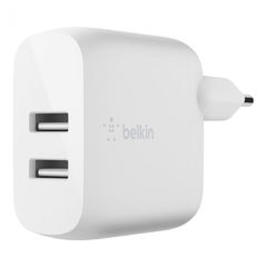 BELKIN WCE001vf1MWH Dual USB-A Wall Charger with 1M PVC A-C, 24W, WHT